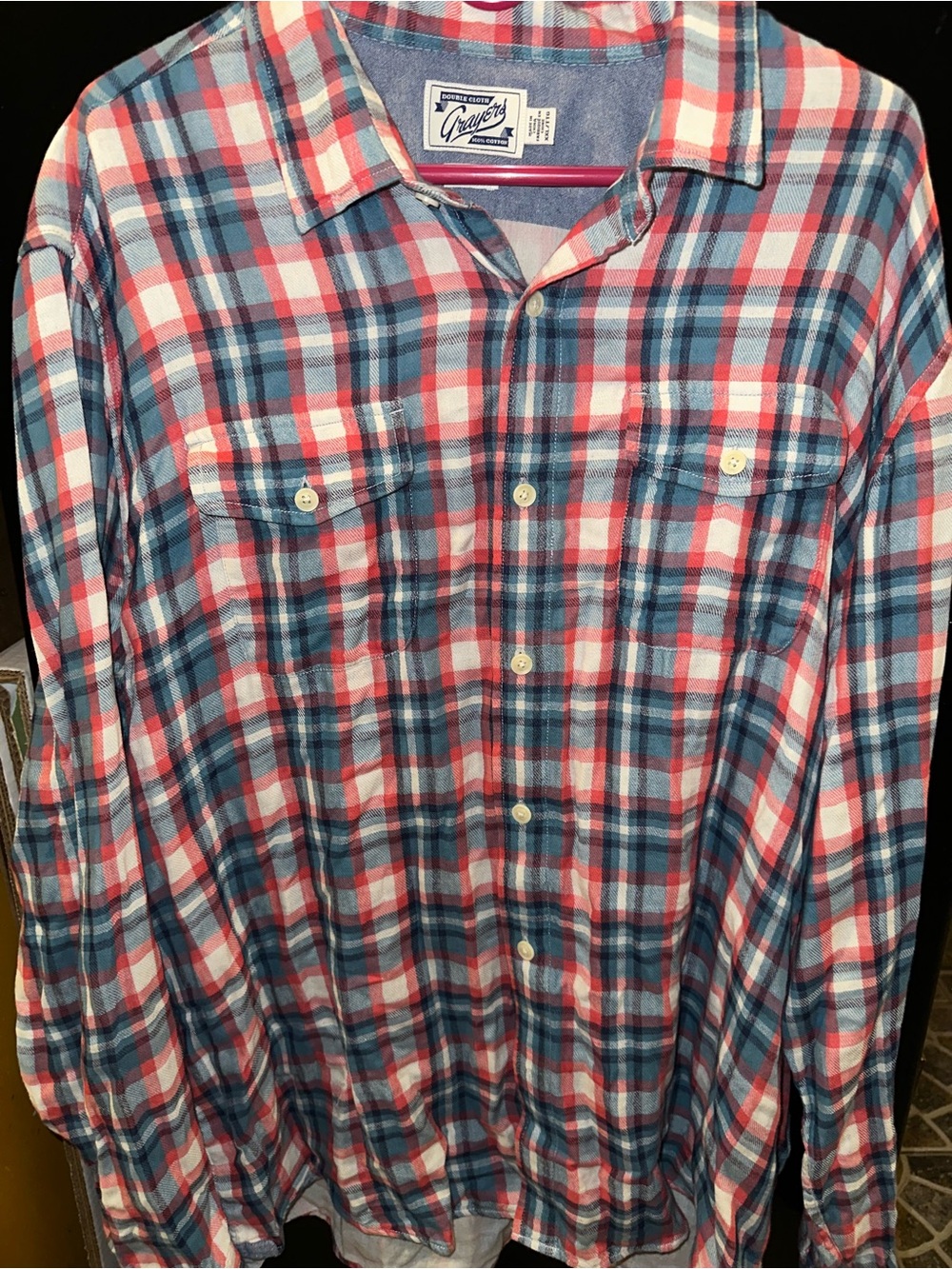 Grayers Men's Plaid Button-Down Shirt in Red, Blue & White